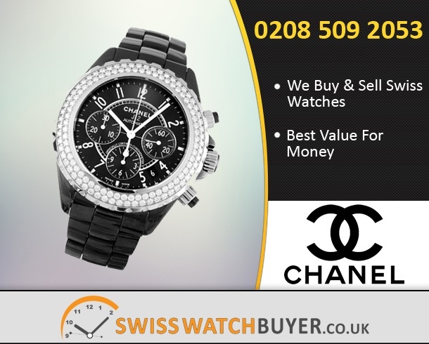 Chanel J12 Chronograph White Ceramic Black Diamond Watch H1664